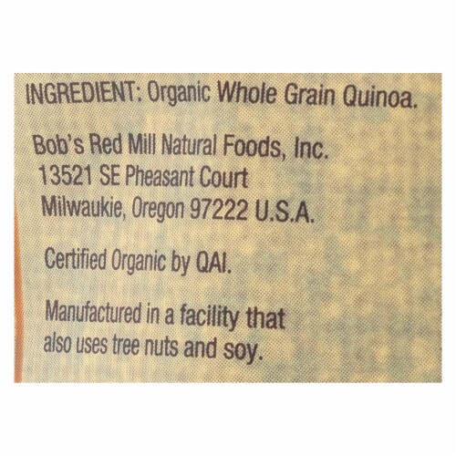 Bob's Red Mill Organic Whole Grain Tri-Color Quinoa - Case of 4 - 26 oz. Perspective: back