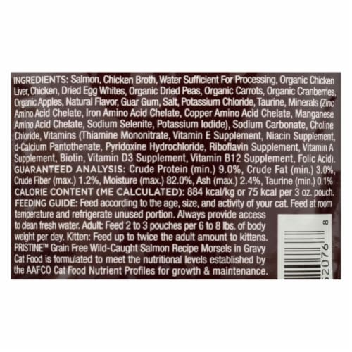 Pristine Grain-Free Wild-Caught Salmon Recipe  - Case of 24 - 3 oz. Perspective: back