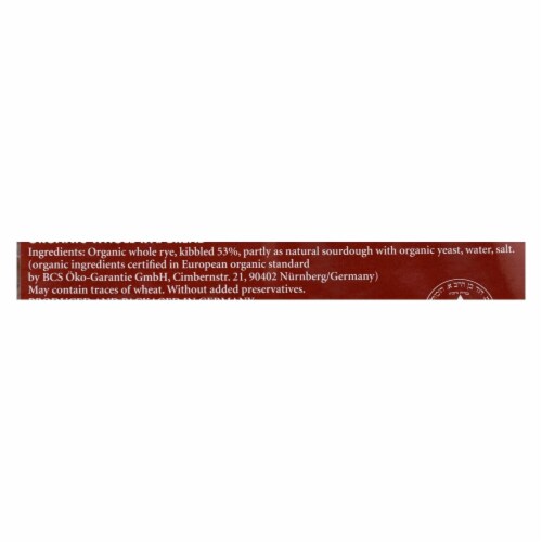 Genuine Bavarian Organic Bread - Whole Rye - Case of 6 - 17.6 oz. Perspective: back