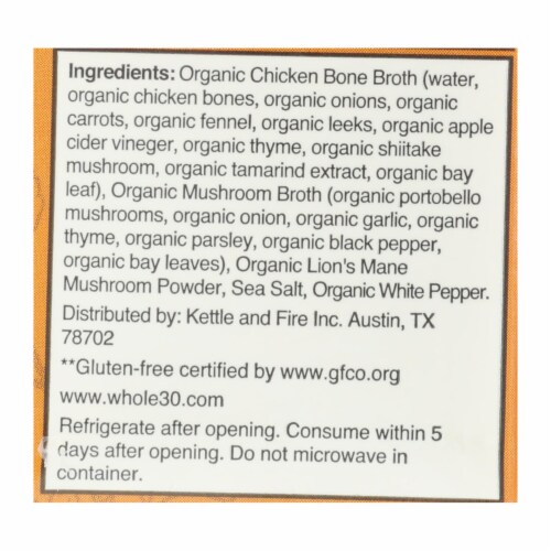Kettle & Fire Mushroom Chicken Bone Broth  - Case of 6 - 16.9 oz. Perspective: back