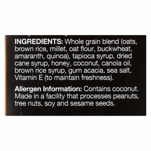 Healthy Grains - Oats and Honey with Toasted Coconut - 1.2 oz - 5 Count - Case of 8 Perspective: back