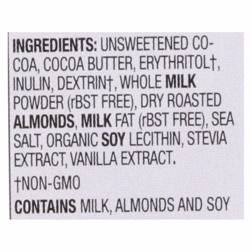 Lily`s - Chocolate Bar - Milk Chocolate - 40 Percent Cocoa - Salted Almond Perspective: back