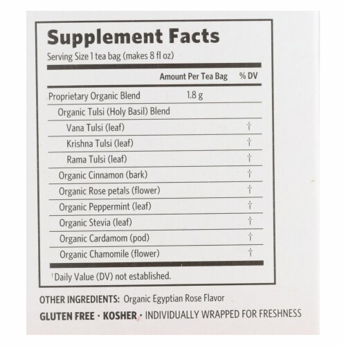 Organic India Tulsi Tea Cinnamon Rose - 18 Tea Bags - Case of 6 Perspective: back