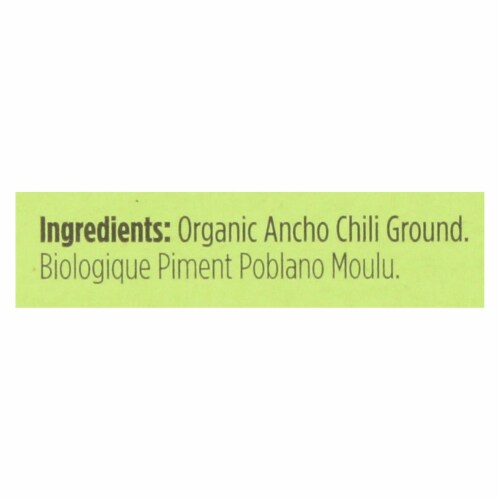 Spicely Organics - Organic Ancho Chili - Ground - Case of 6 - 0.45 oz. Perspective: back