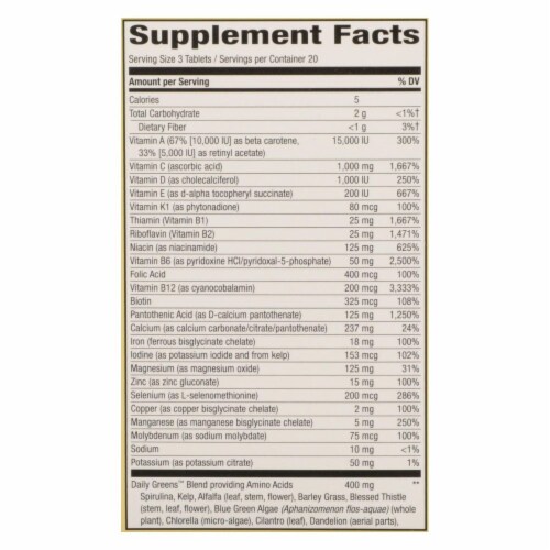 Nature's Way - Alive! Max3 Daily Multi-Vitamin - Max Potency - 60 Tablets Perspective: back