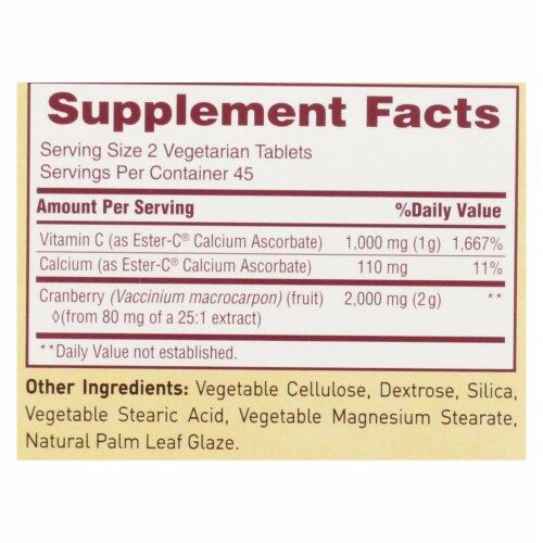 American Health - Ester-C Urinary Tract Formula - 90 Vegetarian Tablets Perspective: back