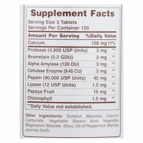 American Health - Super Papaya Enzyme Plus Chewable - 360 Chewable Tablets Perspective: back