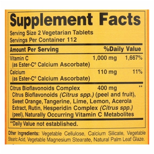 American Health - Ester-C with Citrus Bioflavonoids - 500 mg - 225 Vegetarian Tablets Perspective: back