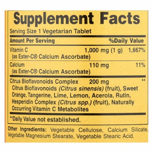 American Health - Ester-C with Citrus Bioflavonoids - 1000 mg - 120 Vegetarian Tablets Perspective: back