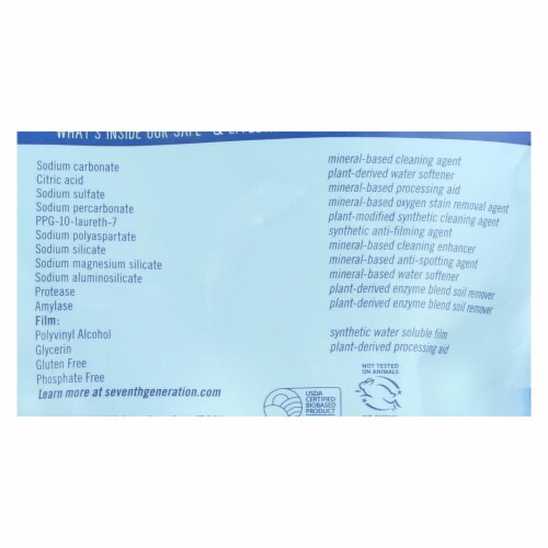 Seventh Generation Automatic Dishwasher Detergent Packs - Free and Clear - 20 ct - Case of 12 Perspective: back