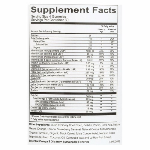 SmartyPants Multivitamin - Kids Complete and Fiber Gummy - 120 count Perspective: back