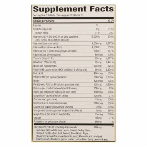Nature's Way - Alive! Max3 Daily Multi-Vitamin - Max Potency - No Iron Added - 90 Tablets Perspective: back