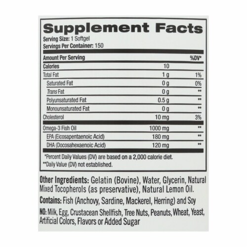 Natrol Omega-3 Fish Oil Lemon - 1000 mg - 150 Softgels Perspective: back