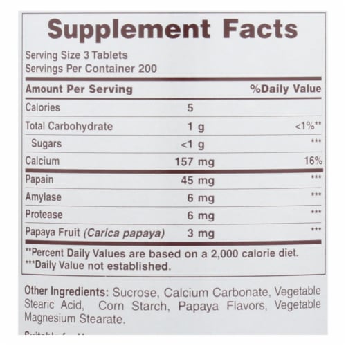 American Health - Original Papaya Enzyme Chewable - 600 Tablets Perspective: back