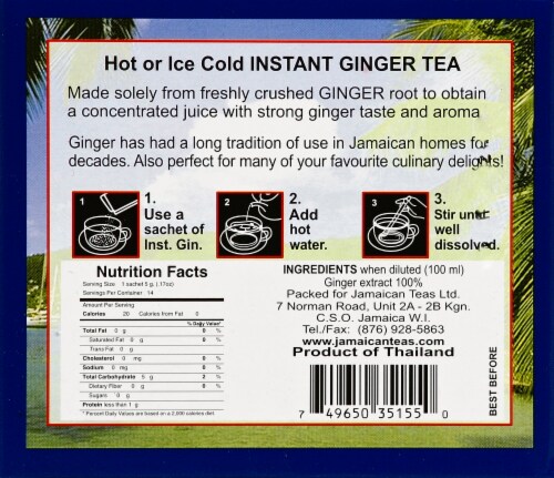Caribbean Dreams® Instant Ginger Tea Perspective: back
