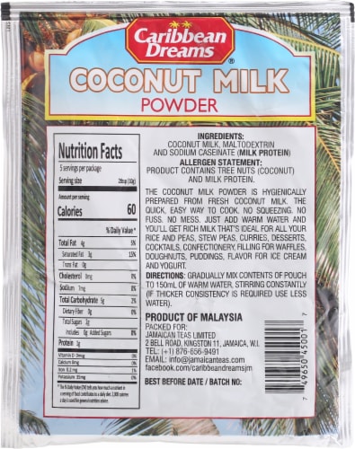 Caribbean Dreams Coconut Milk Powder Perspective: back