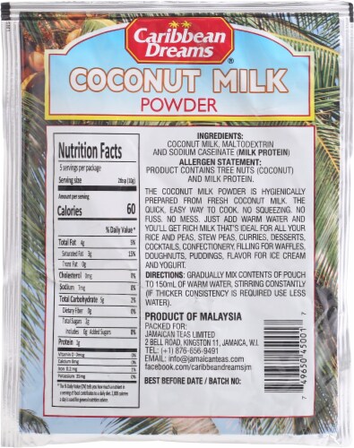 Caribbean Dreams Coconut Milk Powder Perspective: back