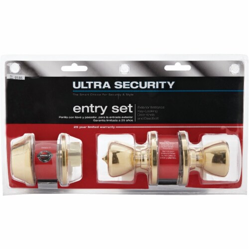Ultra Howard Berger Polished Brass Deadbolt and Door Knob Combo 83969 Pack of 6 Perspective: back