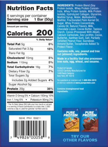 Pure Protein® Chewy Chocolate Chip Protein Bars 6 Count Perspective: back