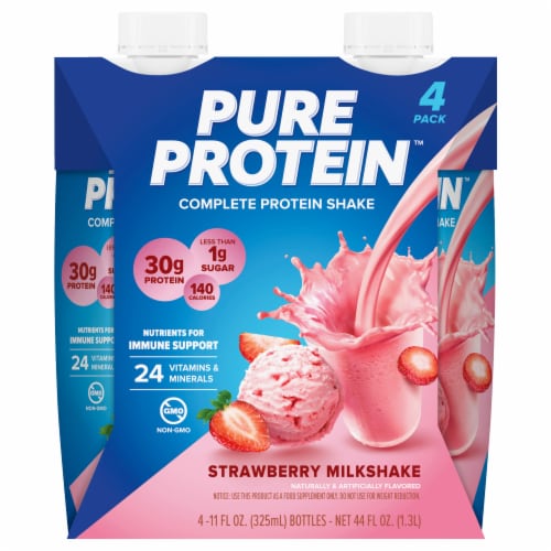 Pure Protein™ Strawberry Milkshake Complete Protein Shake Perspective: back
