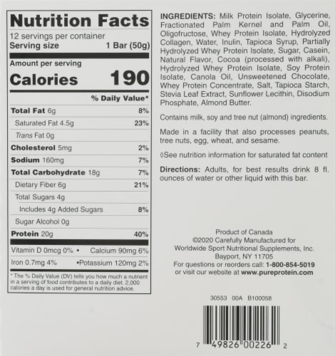 Pure Protein® Chocolate Caramel Bars Perspective: back