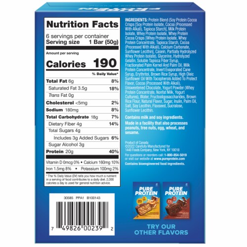 Pure Protein® Cookies & Cream Protein Bars Perspective: back