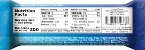 Pure Protein Chocolate Peanut Butter Bar Perspective: back