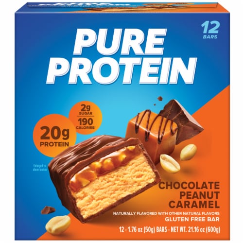Pure Protein Chocolate Peanut Caramel Protein Bars Perspective: back