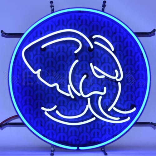 Neonetics Hellephant Hemi Mopar Neon Sign Hand Blown Real Glass Tubes - Blue and White Perspective: back