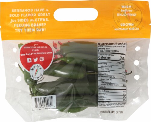 Bailey Farms® Hotties Serrano Peppers Perspective: back