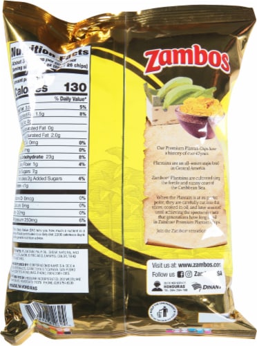 Zambos Maduritos Sweet Plantain Chips Perspective: back