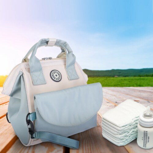 Baby Nappy Diaper Bag with 6 Pockets, Adjustable Shoulder Strap, and Detachable Small Bag Perspective: back