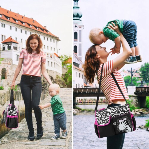 Baby Nappy Diaper Duffel Shoulder Bags with Wipeable Changing Pad Perspective: back