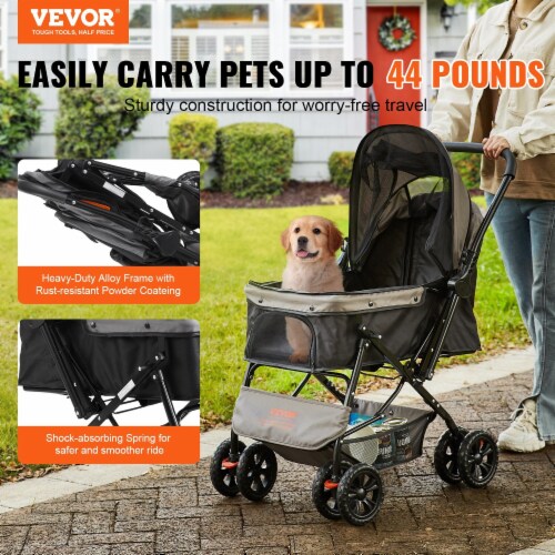 Vevor Pet Stroller 4 Wheels Rotate With Brakes 44Lbs Capacity Black Grey 1 Ct QFC