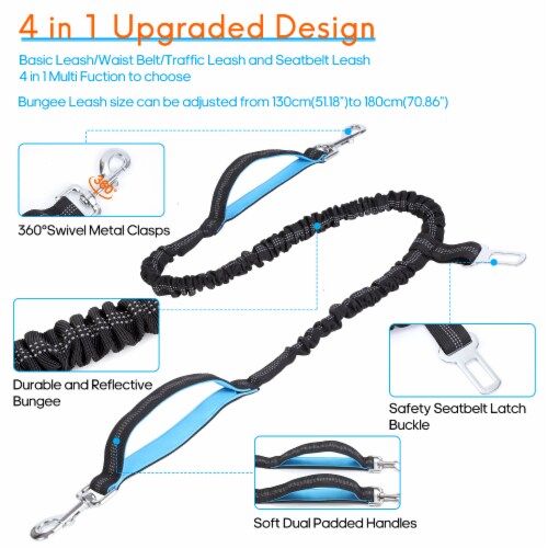 QKAMOR Hands Free Dog Leash with Waist Bag Reflective Bungee Dual Padded Handles 1 Ct QFC