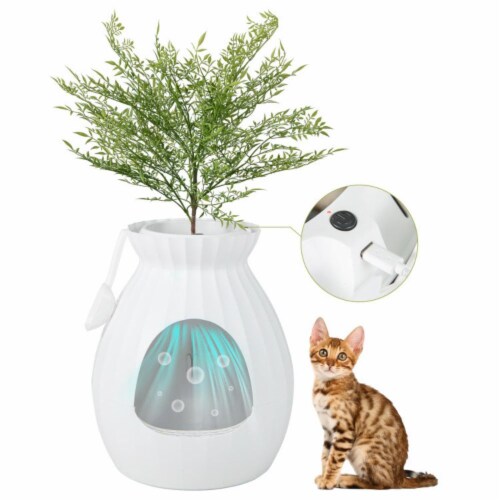Smart Plant Cat Litter Box with Electronic Odor Removal System - Stylish & Innovative Perspective: back