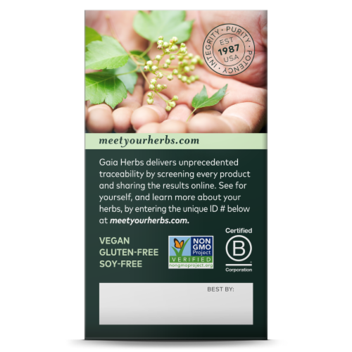 Gaia® Mushrooms Cordyceps Vegan Capsules Perspective: back