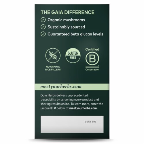 Gaia Herbs Immune Mushrooms Blend Perspective: back