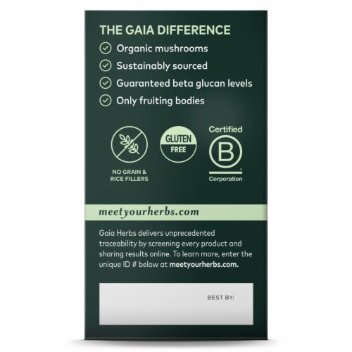 Gaia Herbs Reishi Mushroom Longevity Support Perspective: back