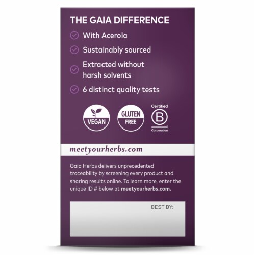Gaia Herbs Black Elderberry Herbal Supplement Perspective: back