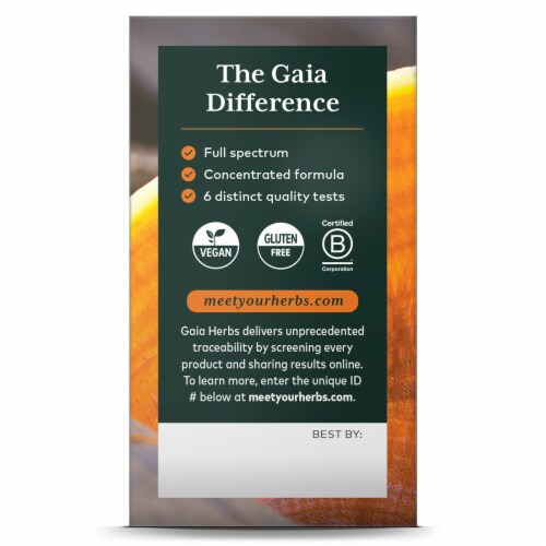 Gaia Herbs Immune Support Herbal Supplement Perspective: back