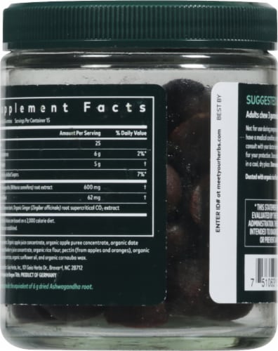 Gaia Herbs® Organic Ashwagandha Gummies Perspective: back