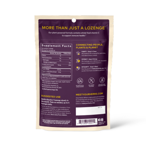 Gaia® Herbs Immune Lozenges Honey & Vit C - Lemon Perspective: back