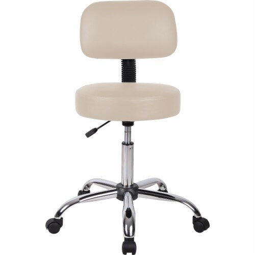 Boss Caressoft Faux Leather Doctor's Stool with Back Beige B245-BG Perspective: back