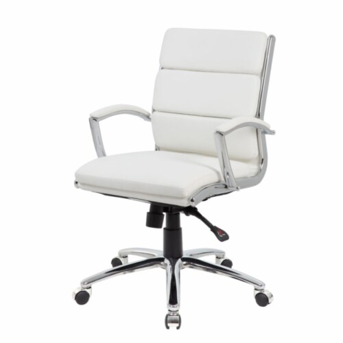 Boss Office Executive CaressoftPlus Chair with Metal Chrome Finish in Mid Back Perspective: back