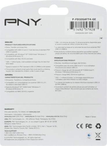 PNY® USB 2.0 Flash Drive Perspective: back