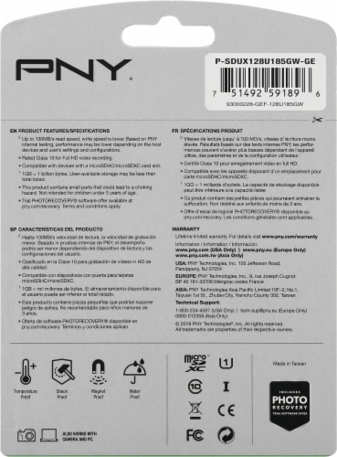 PNY Elite MicroSDXC Memory Card with Adapter - Gray/Green Perspective: back