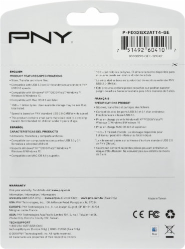 PNY® Black  USB 2.0 Flash Drive Perspective: back