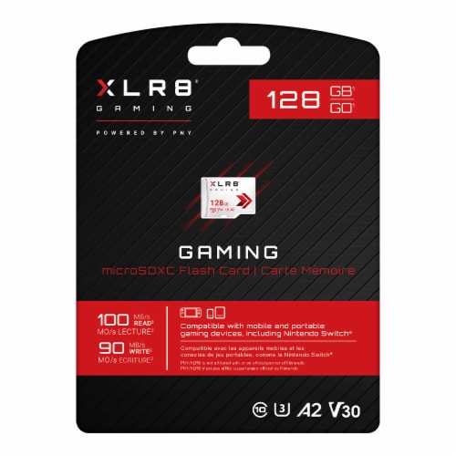 PNY Technologies XLR8® Gaming U3 V30 Micro SD 128 GB Flash Card Perspective: back