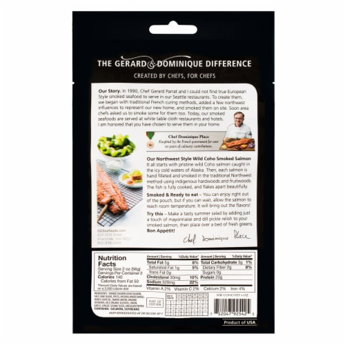 Gerard & Dominque Wild Coho Northwest Smoked Salmon Perspective: back